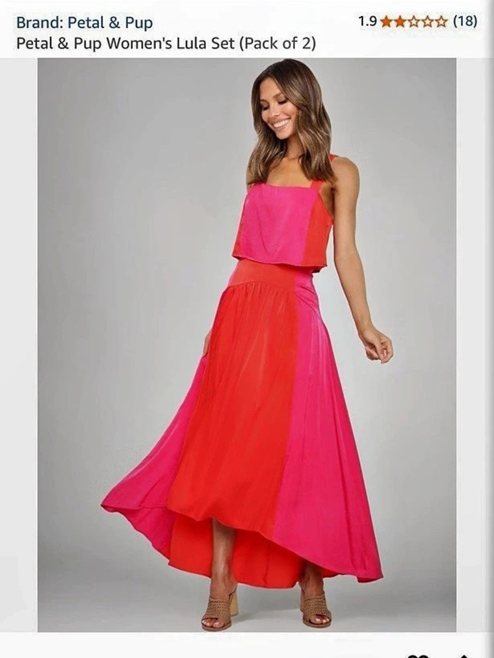 Petal & Pup Lula Set Pink & Red Maxi Dress Size XS